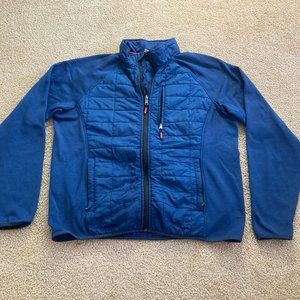 Orvis Mens Size Large L Fleece Puffer Jacket Coat Blue Polyester